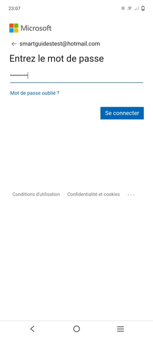 Saisissez votre mot de passe et sélectionnez Se connecter