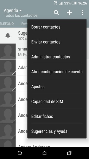 Seleccione Administrar contactos