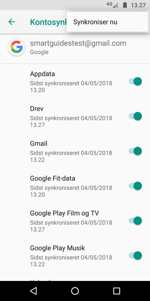 Vælg Synkroniser nu