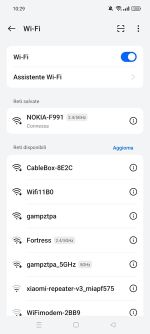 Ora sei connesso alla rete Wi-Fi