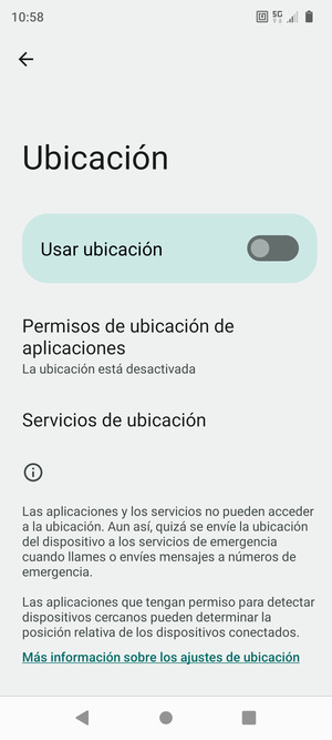 Desactive Usar ubicación