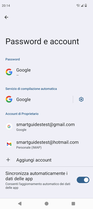 Seleziona il tuo account Google