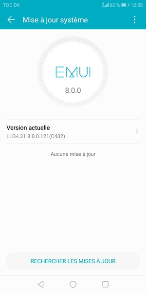 Si votre téléphone est à jour, vous verrez l'écran suivant