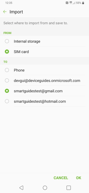 Select SIM card
