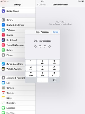 Scroll down and select Touch ID & Passcode