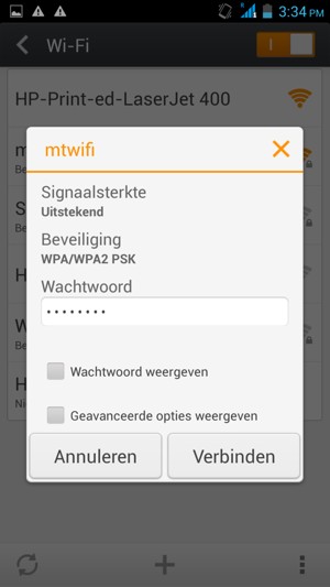 Voer het WiFi-wachtwoord in en selecteer Verbinden
