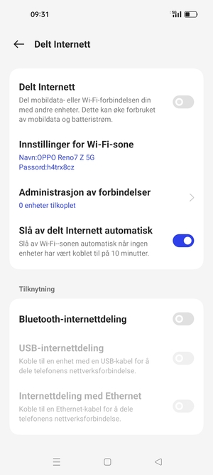 Velg Innstillinger for Wi-Fi-sone