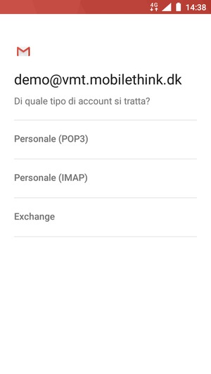 Seleziona Personale (POP3) o Personale (IMAP)