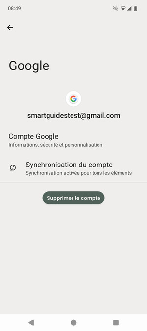 Sélectionnez Synchronisation du compte