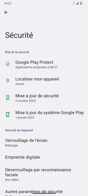 Sélectionnez Verrouillage de l'écran