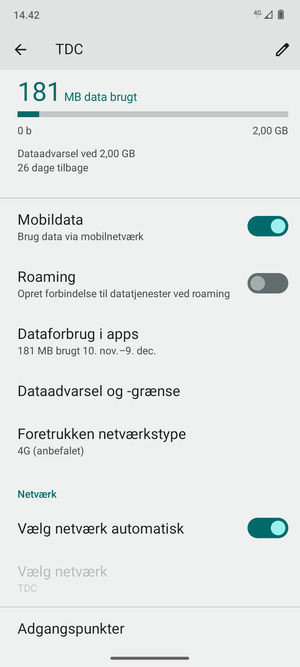 For at skifte netværk, hvis der opstår netværksproblemer, slå Vælg netværk automatisk fra