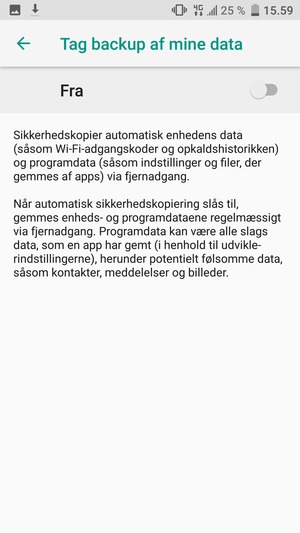 Aktiver Tag backup af mine data