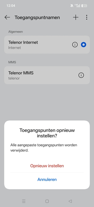 Selecteer Opnieuw instellen