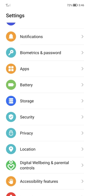 Scroll to and select Security