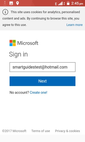 Enter your Email address and select Next