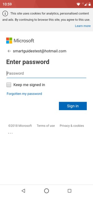 Enter your password and select Sign in
