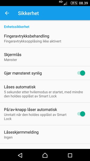 Telefonen din er nå sikret med en skjermlås