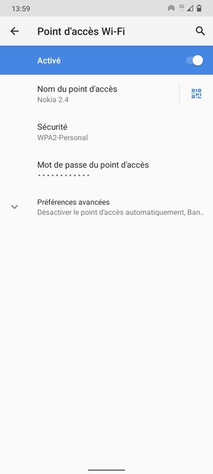 Votre téléphone est maintenant configuré pour être utilisé comme modem