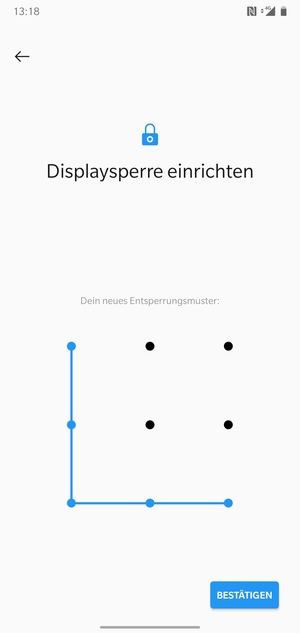 Zeichnen Sie das Entsperrmuster erneut und wählen Sie BESTÄTIGEN