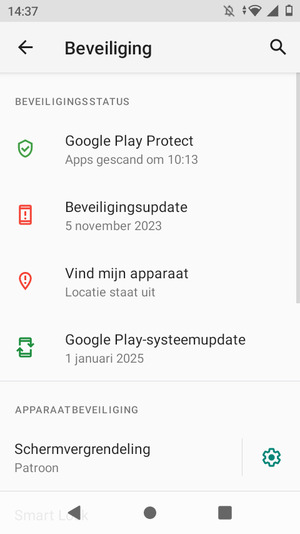 Uw telefoon is nu beveiligd met een schermvergrendeling
