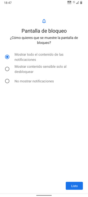 Seleccione la opción deseada y seleccione Listo
