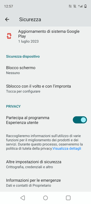 Per cambiare il PIN della scheda SIM, vai al menu Sicurezza e seleziona Altre impostazioni di sicurezza