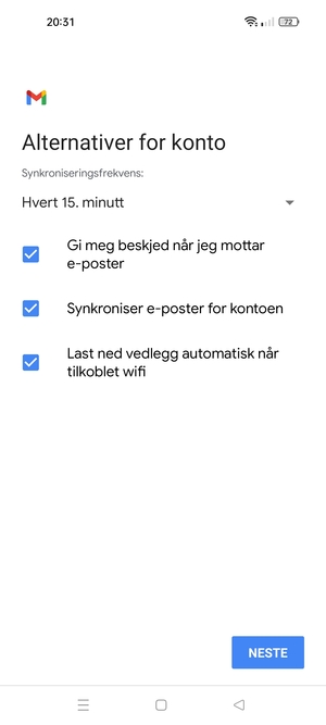 Velg NESTE