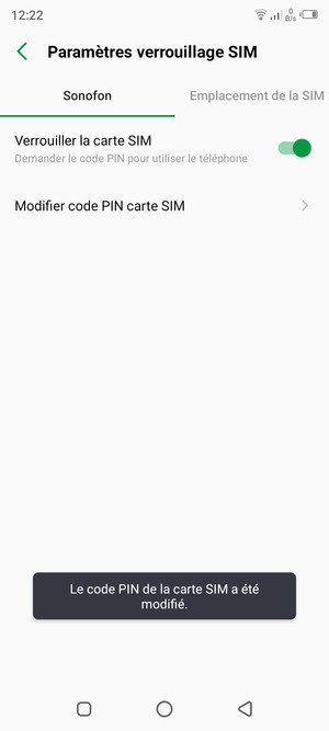 Votre Code PIN a été modifié