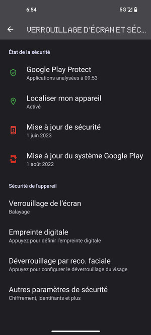 Faites défiler et sélectionnez Autres paramètres de sécurité