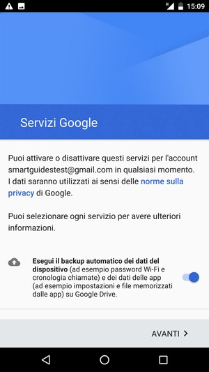 Seleziona AVANTI