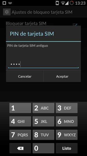 Introduzca su PIN de tarjeta SIM antiguo y seleccione Aceptar