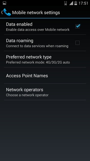 To change network if network problems occur, select Network operators