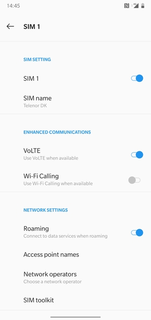 Turn Roaming on or off
