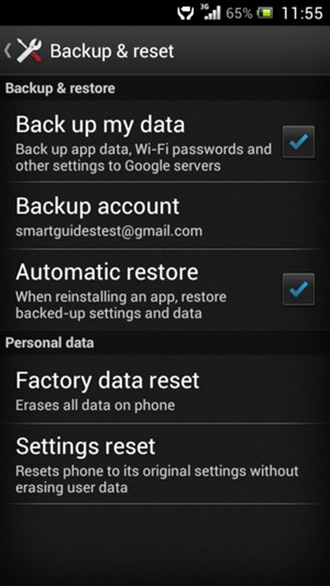 Select Backup account