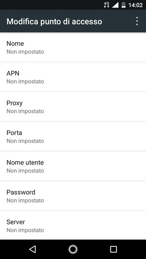 Inserisci le informazioni di Internet