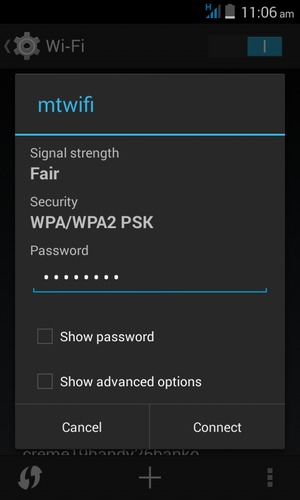 Enter the Wi-Fi password and select Connect