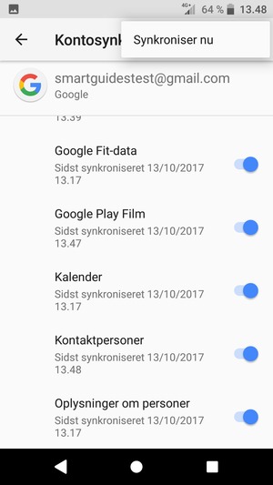 Vælg Synkroniser nu