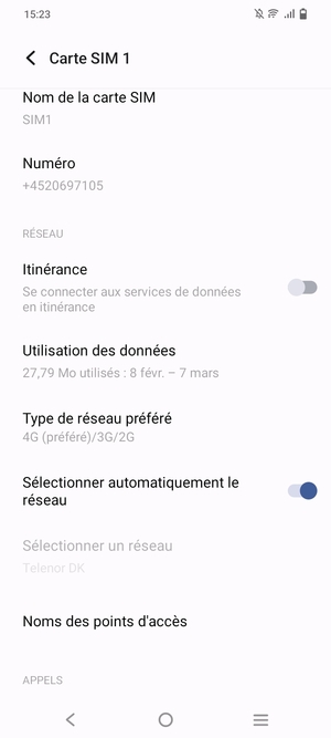 Faites défiler et sélectionnez Noms des points d'accès