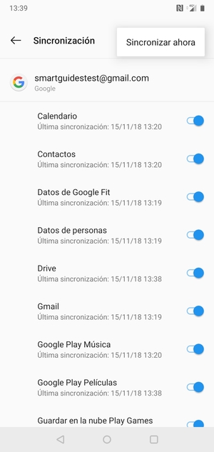 Seleccione Sincronizar ahora