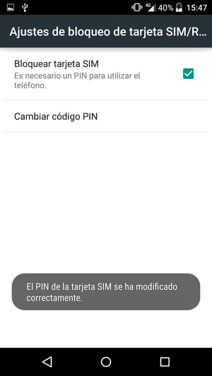 Su PIN de la tarjeta SIM ha sido cambiado