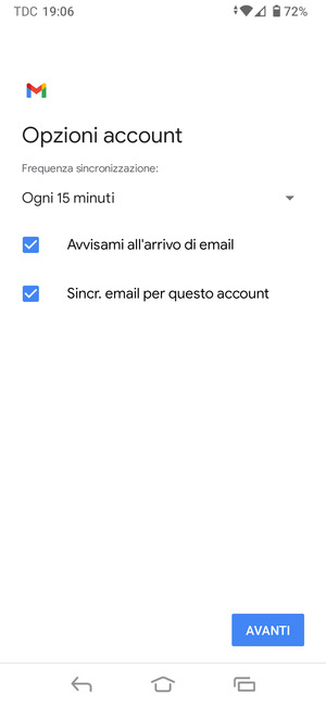 Seleziona AVANTI