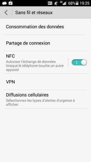 Sélectionnez Partage de connexion