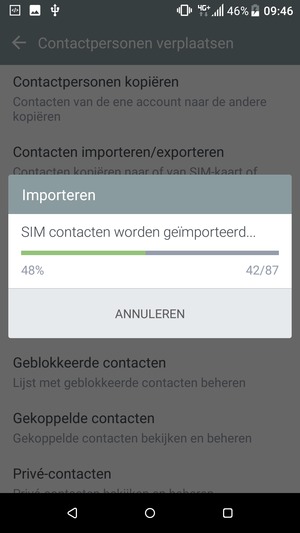 Uw contactpersonen worden opgeslagen naar uw Google-account en naar uw telefoon de volgende keer dat Google gesynchroniseerd wordt.