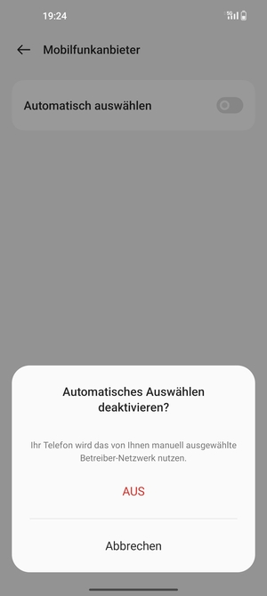 Wählen Sie AUS