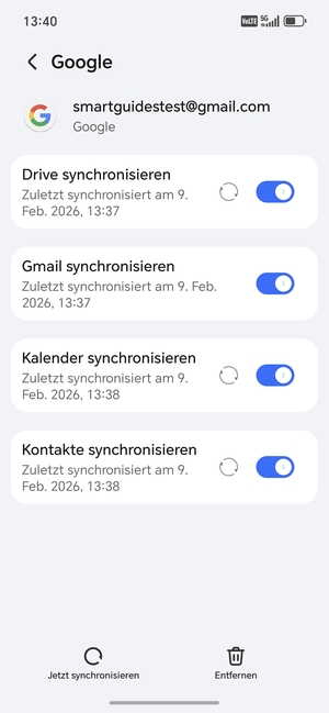 Wählen Sie Jetzt synchronisieren