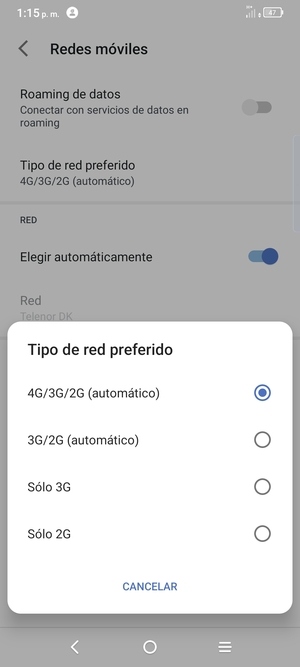 Seleccione la opción deseada