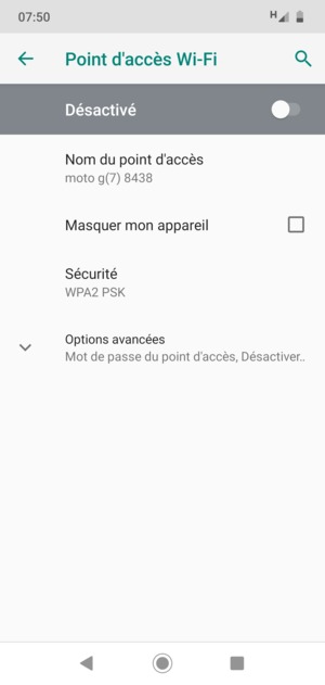 Sélectionnez Options avancées
