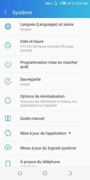 Sélectionnez Mises à du jour logiciel système