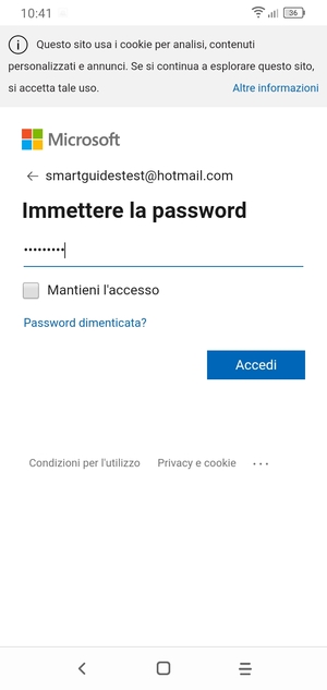 Inserisci la tua password e seleziona Accedi