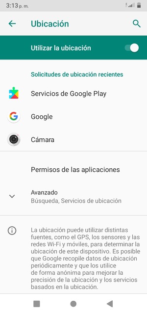 Desactive Ubicación